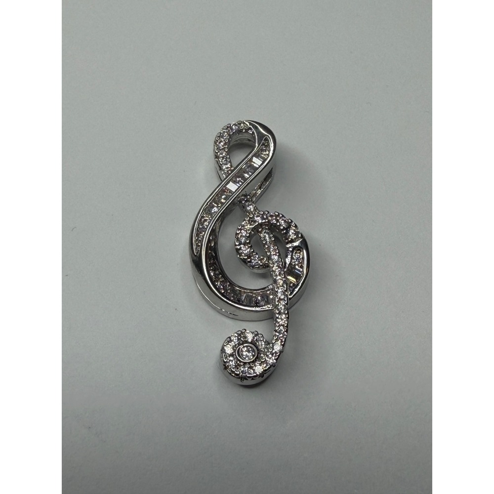 Unbranded Treble Clef Pendant Silver Rhinestone Music Note Women's OS Excellent